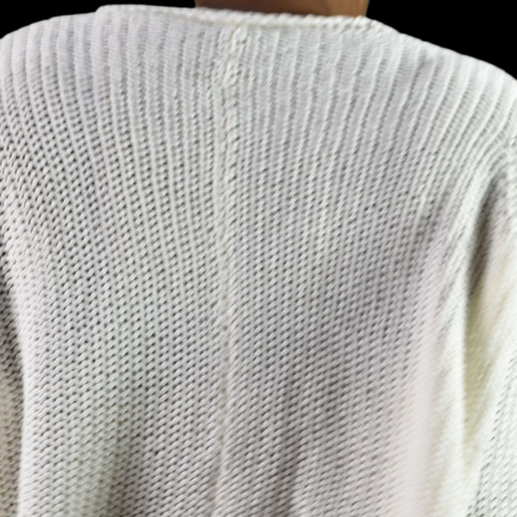 Wooden Ships Maui VNeck White Pullover Sweater Slouchy Cropped Boxy Small Medium - Picture 4 of 15